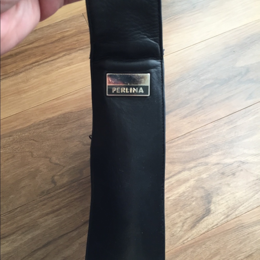 Perlina Black Leather Purse